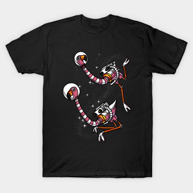 Flamingo Space Astronaut T-Shirt by underheaven